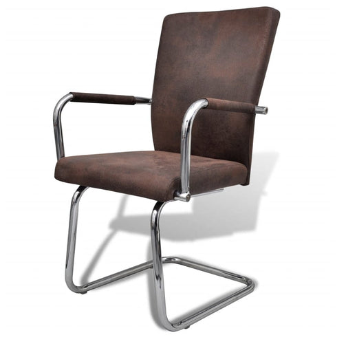 Swen Studio -  Cantilever Dining Chairs 6 pcs Brown Faux Leather